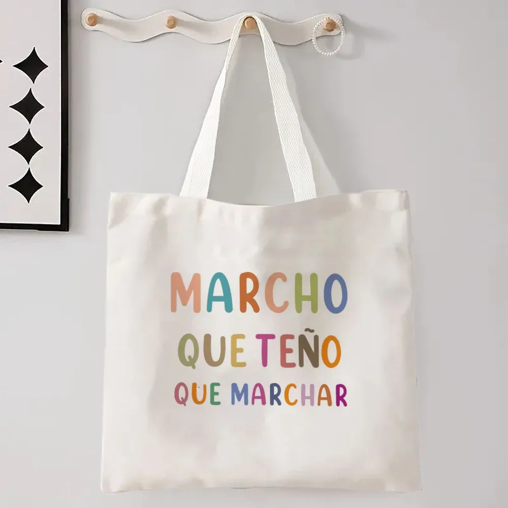 Femmes espagnoles sac à bandoulière graphique Harajuku Shopper sacs grande capacité toile fourre-tout sac à main sans fermeture éclair Eco décontracté fille sacs à main