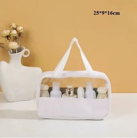 sac de toilette de voyage portable pour femme, transparent, multifonction, grande capacité, sacs de bain et de toilette, étui de rangement étanche en pu