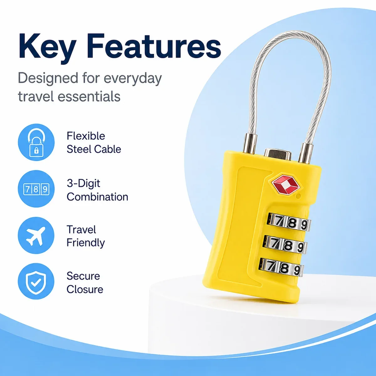 cadenas de voyage tsa à combinaison réinitialisable pour valises, sacs à dos, casiers de gym et étuis