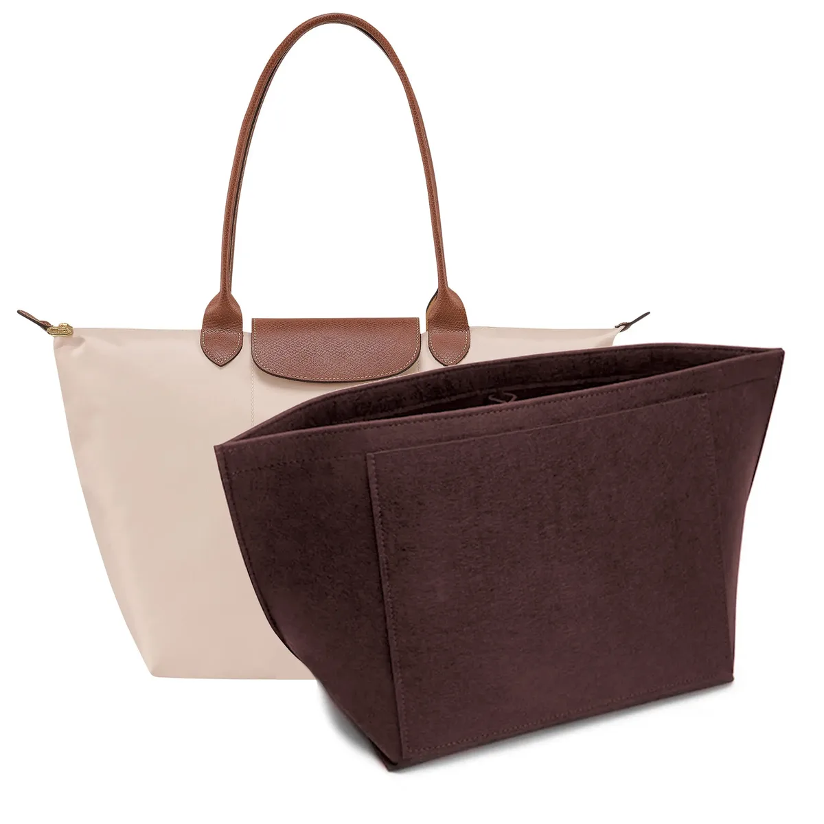sac d'insertion en feutre pour sac à main longchamp, organisateur de sac en tissu feutré, support de maquillage, sac de voyage portable