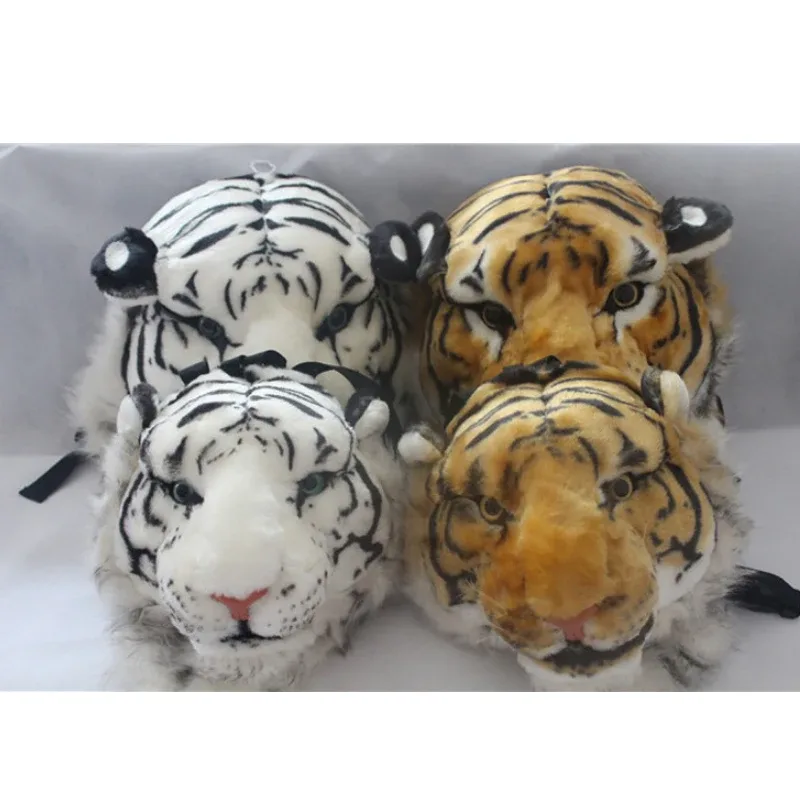 cool grand chat sac poilu tête de tigre sac à dos drôle étudiant rusksack couple extérieur en peluche sac à dos 01-bp-gxlhmr