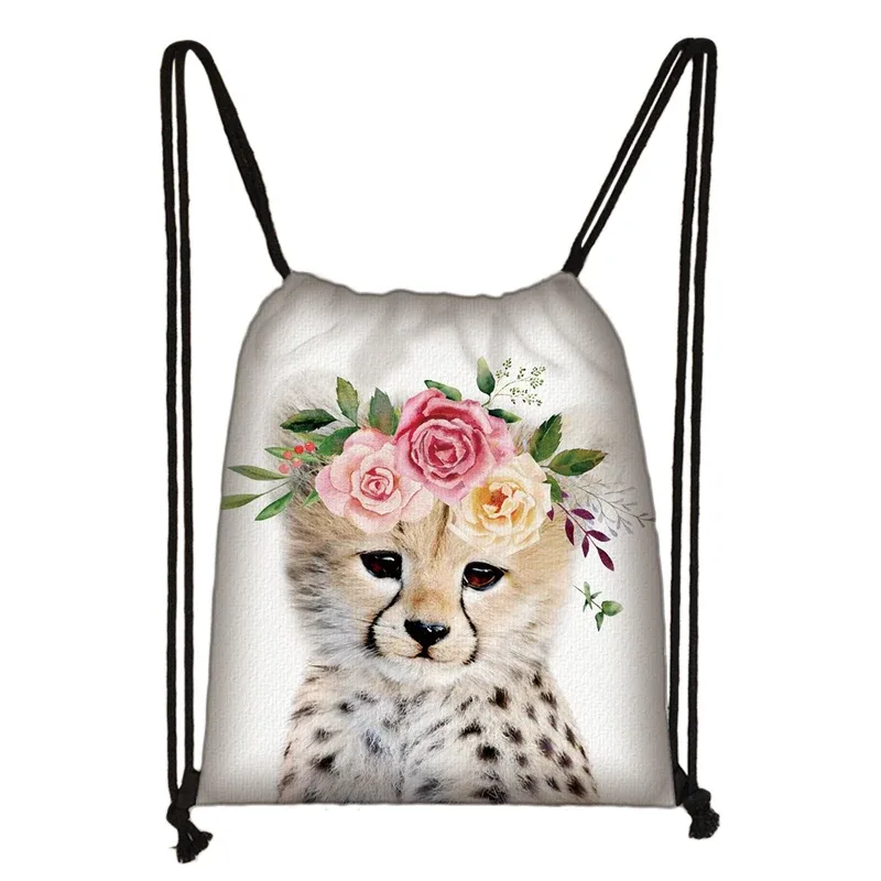 sac à cordon de serrage mignon animal koala femmes hommes mode sac de rangement panda/zèbre fille voyage loisirs sac à dos pliable