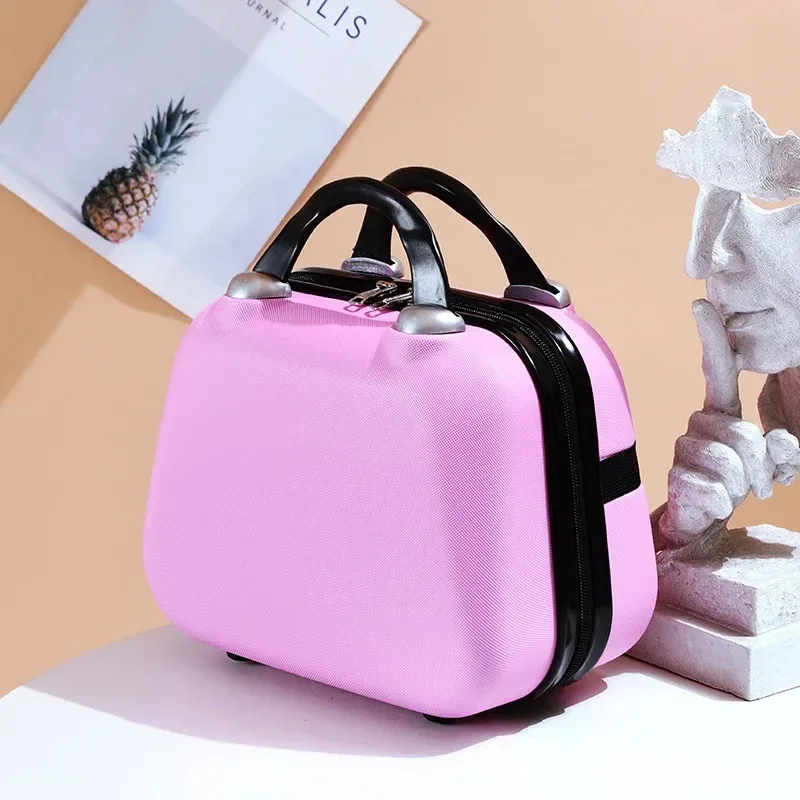 sac de maquillage de voyage pour femmes de 14 pouces, mini valise compacte en plastique abs, design uni, idéal pour un usage personnel