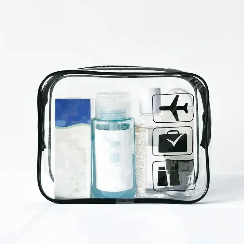 trousse de toilette transparente de taille quart approuvée par tsa – trousse de maquillage transparente pour les voyages aériens. conception anti-fuite de haute qualité.