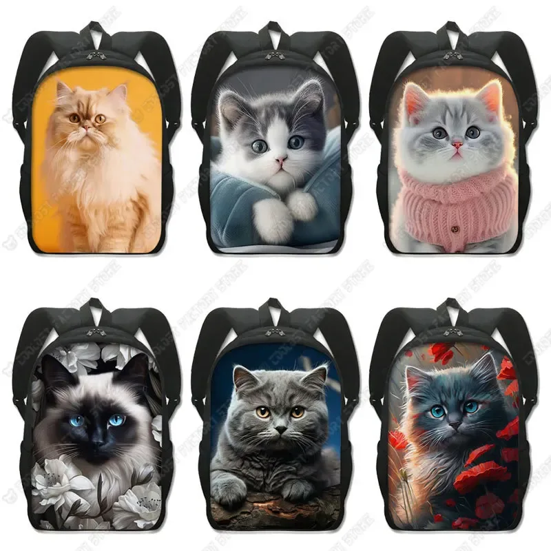 Sac à dos chat mignon chat persan/Siamese, sacs d'école pour enfants pour adolescents, chat britannique écossais, sacs à dos pour ordinateur portable, sac de livre chaton