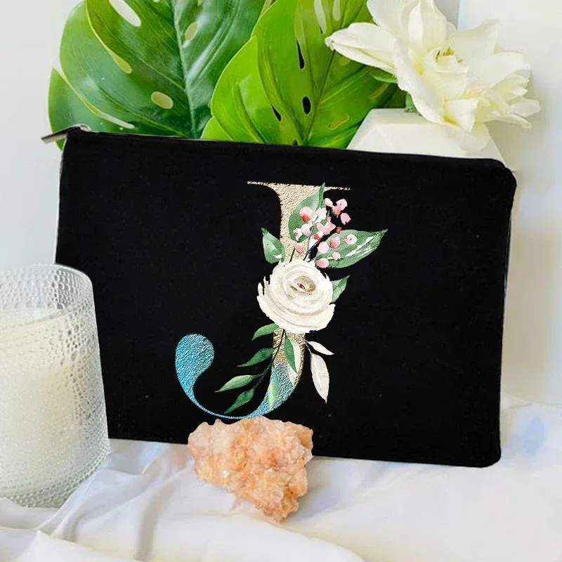 sacs à fermeture éclair pour maquillage initial dégradé, pochette de voyage pour toilettes, rouge à lèvres, enterrement de vie de jeune fille, pochette cosmétique pour demoiselle d'honneur