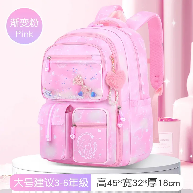 sac à dos pour enfants d'école primaire avec plusieurs poches, réduction de la charge, avec pendentif