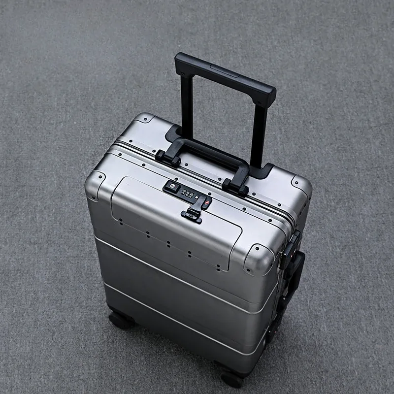 valise à roulettes tout en aluminium pour hommes et femmes, bagage à main de voyage, 20 pouces, haute qualité, dernier cri