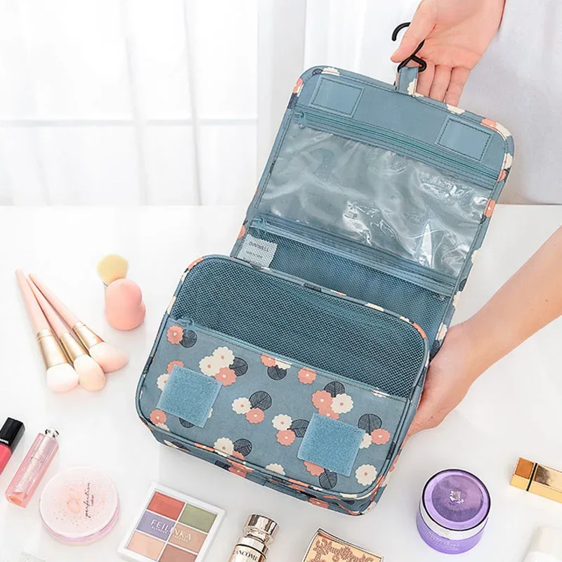 sac de toilette portable imperméable avec crochet, organiseur de maquillage multifonctionnel pour femmes, idéal pour les voyages