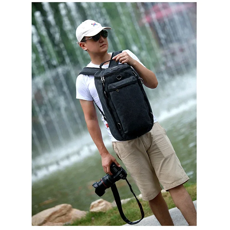 sac à dos en toile multifonctionnel pour hommes, sac à main de voyage, cartable de grande capacité, camping en plein air, sac à bandoulière initié portable