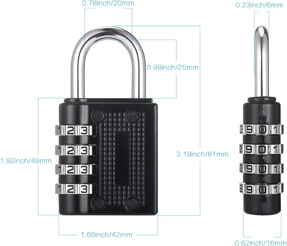 cadenas à combinaison à 4 chiffres en alliage de zinc, antivol, résistant aux intempéries, pour bagages, extérieur, salle de sport, sécurité, serrure de porte à code, noir