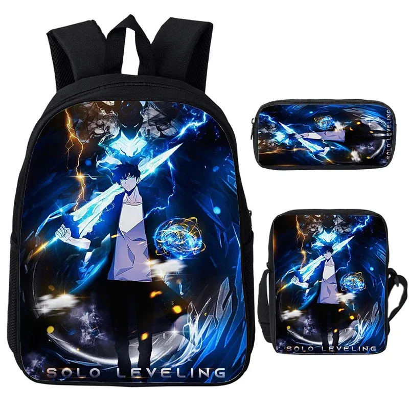 solo nivellement igris enfant sacs à dos sac à bandoulière trousse à crayons 3 pièces ensemble grande capacité sacs d'école pour garçons filles voyage sacs à dos