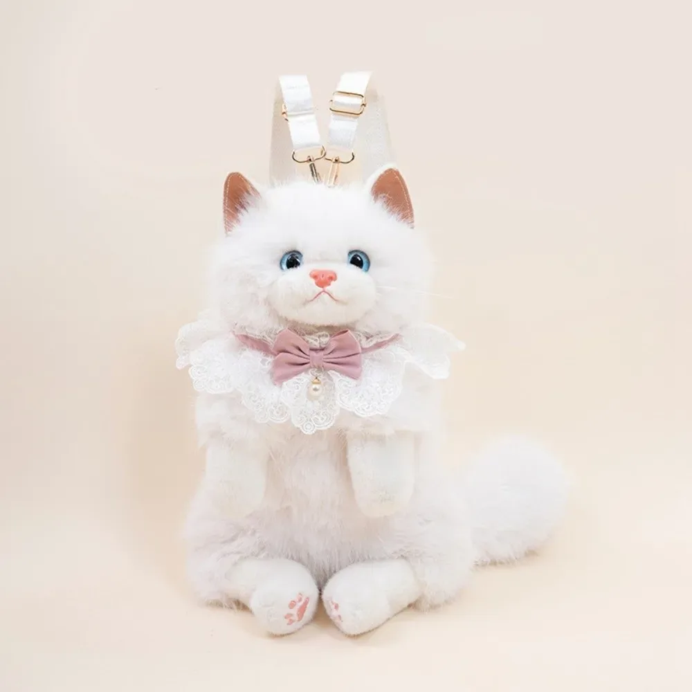nouveau sac à dos chat réaliste de haute qualité, sac à dos chaton simulé, sac à dos scolaire doux et moelleux, sac à dos de jour mignon style dessin animé