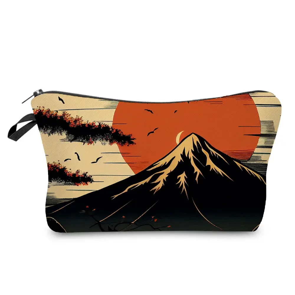 ukiyoe – mini trousse de maquillage pour femmes, design japonais, grue de styliste, trousse de toilette de voyage de plage, trousse à cosmétiques écologique réutilisable