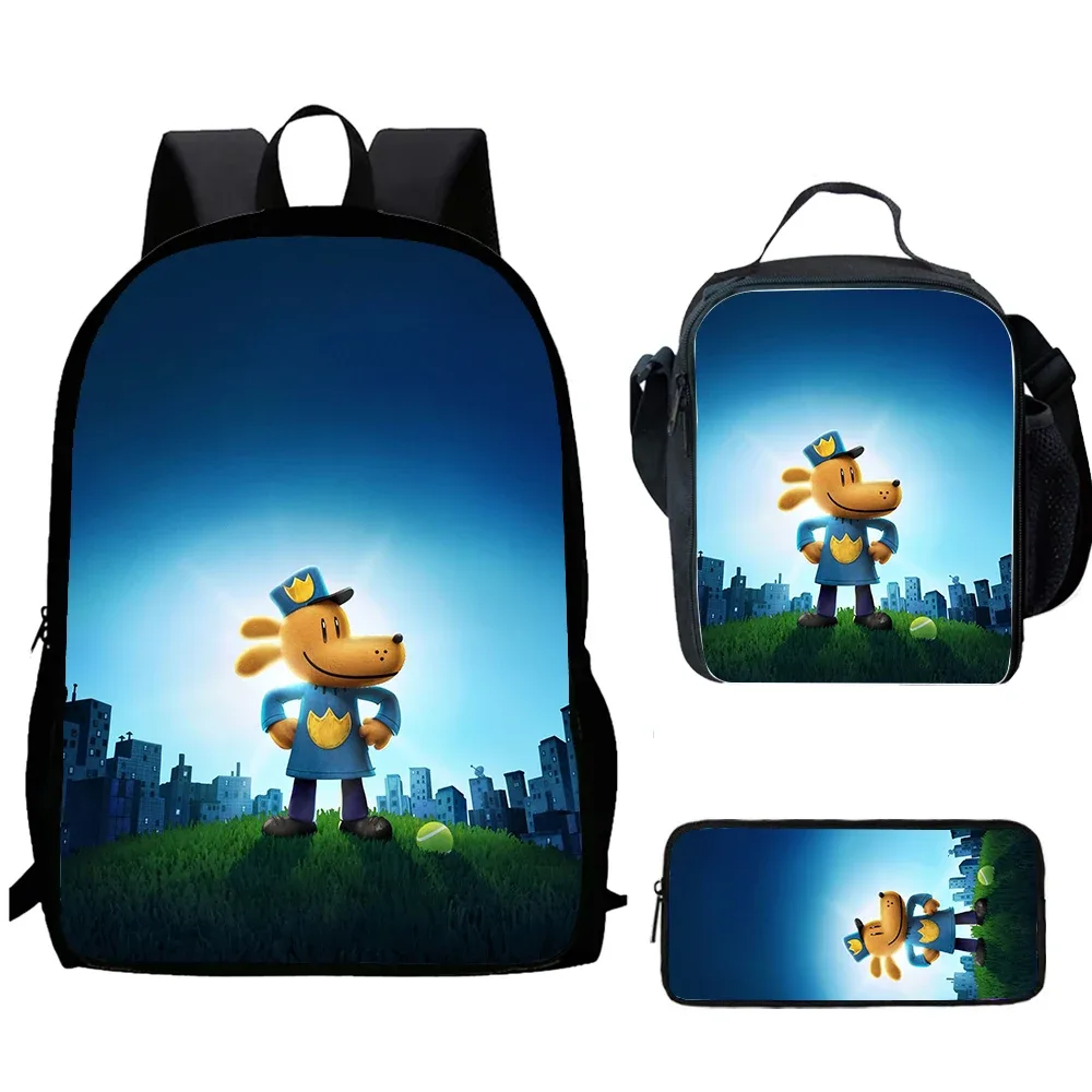 sac à dos d'école de dessin animé dogman pour enfants, sacs à lunch, sacs à crayons, garçons, filles, meilleur cadeau, ensemble de 3 pièces