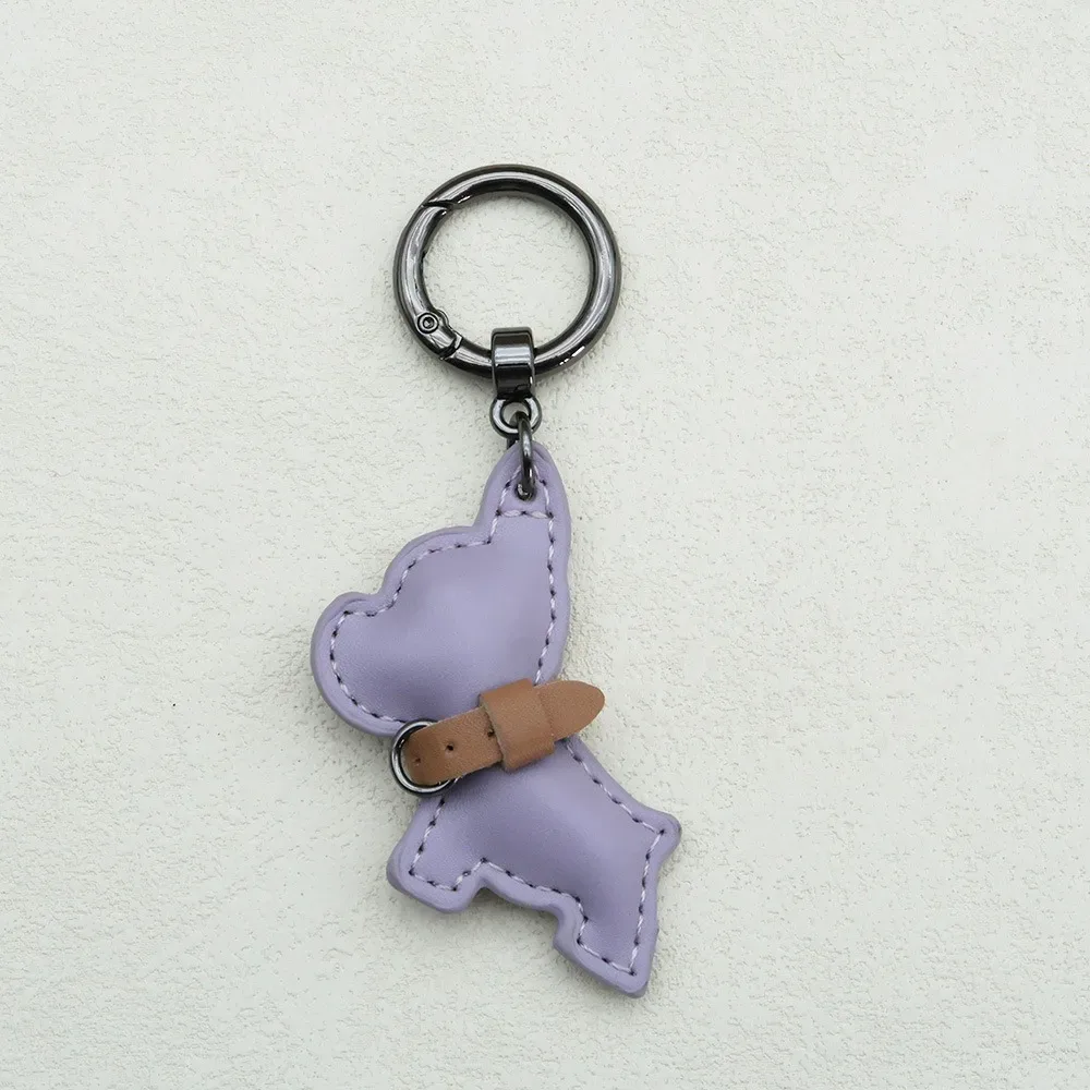 mignon bouledogue français porte-clés mignon chiot dessin animé en cuir pu chien cintre animal chien mode bouledogue sac pendentif sac à dos décoration