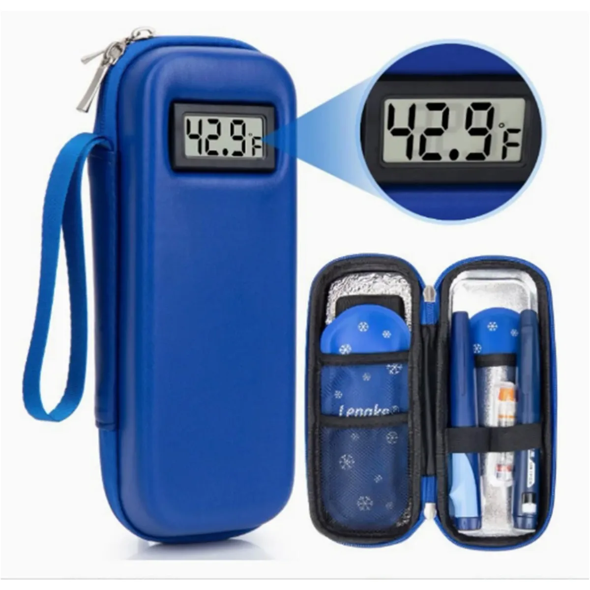 étui de voyage isotherme pour insuline avec affichage de la température, sac de rangement portable pour médicaments pour diabétiques avec 2 blocs réfrigérants