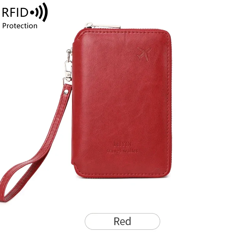 portefeuille de voyage antivol rfid avec fermeture éclair, style rétro, pour hommes et femmes, sacs de passeport multifonctionnels simples, clip de passeport