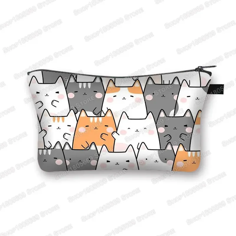 kawaii dessin animé chat chien trousse à cosmétiques mignon chaton chiot sacs de maquillage femmes sacs de toilette pochette rouge à lèvres pochette fille sac à cosmétiques