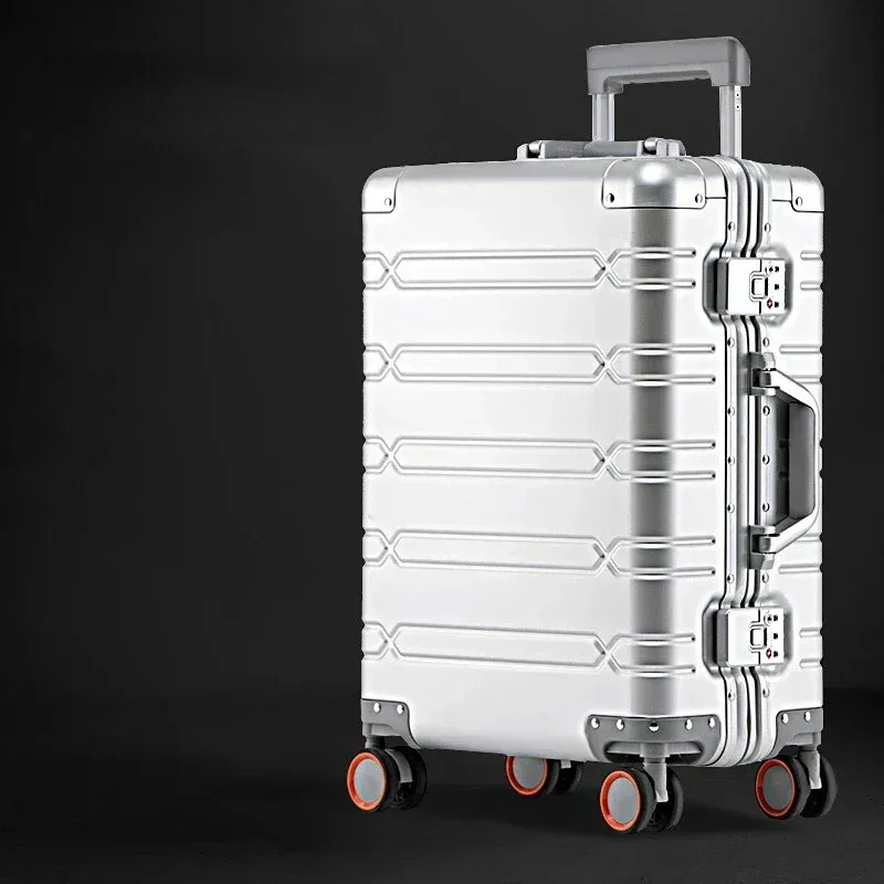 valise de voyage en alliage d'aluminium-magnésium pour hommes, affaires, bagages à roulettes, bagages à roulettes, bagages à roulettes, cabine