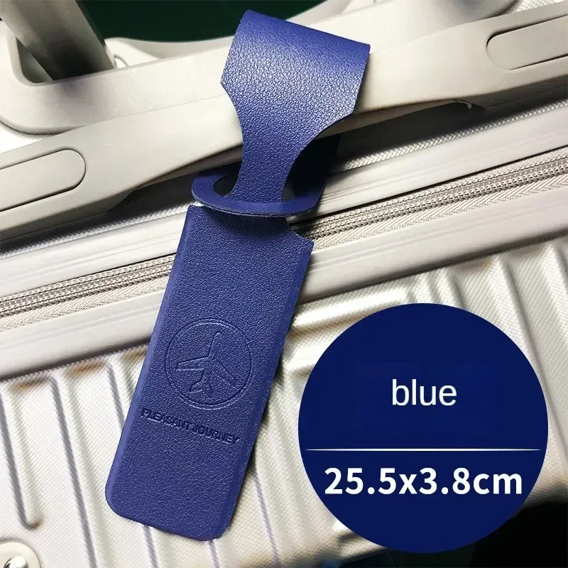 1x étiquette de bagage en cuir pu étiquette d'identification de valise portable étiquette de sac d'embarquement de bagages nom id porte-adresse accessoires de voyage
