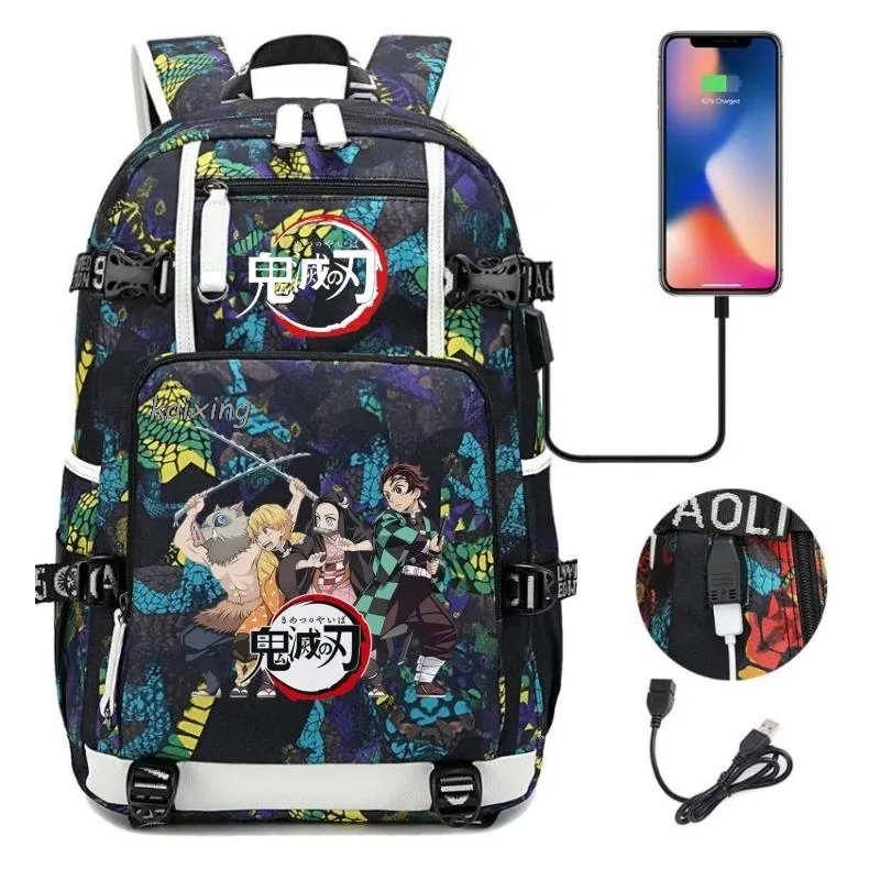 sac à dos hot kamado nezuko demon slayer camouflage, grande capacité, pour adolescents, sacs d'école pour ordinateur portable, léger, pour voyage en plein air, randonnée