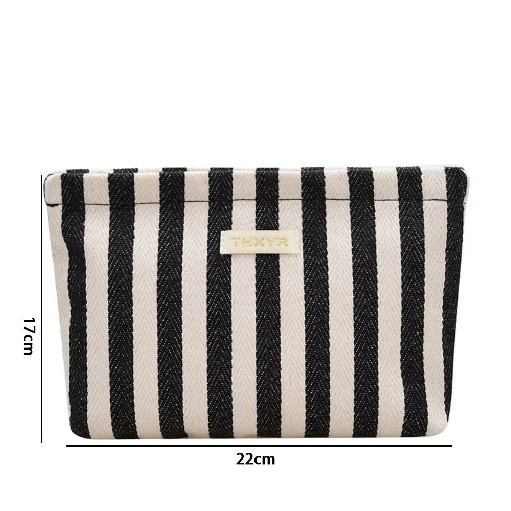sac à cosmétiques portable à rayures, léger, multifonctionnel, grande capacité, avec fermeture éclair, organiseur de maquillage, pour voyage