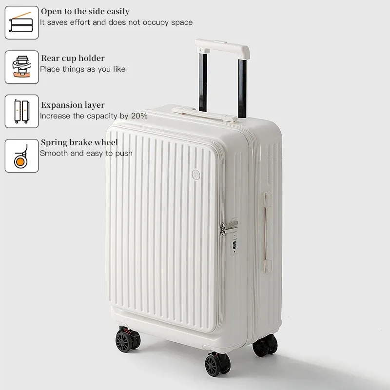 ensemble de bagages à roulettes rigide extensible avec ouverture latérale – valises à main et à carreaux, anti-choc et verrouillage par mot de passe