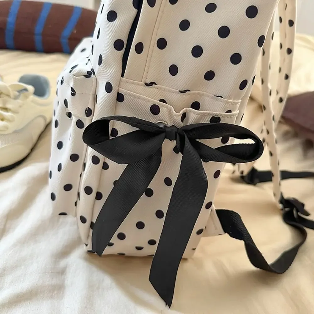 sac à dos y2k à pois avec nœud, design minimaliste, sac à dos léger et durable pour étudiants, idéal pour le quotidien