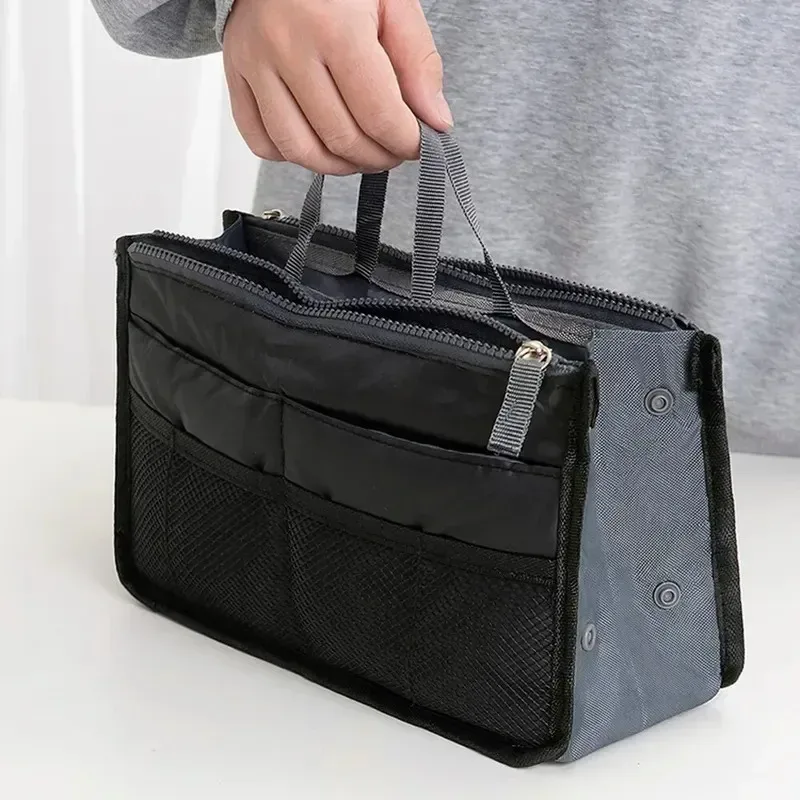 sac de rangement multifonctionnel à double fermeture éclair, grande capacité, pour maquillage et articles de toilette, sac de classification spacieux