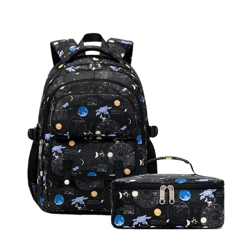 sac à dos imprimé galaxy space avec sac à lunch isotherme pour garçons et enfants, sac à dos pour la rentrée scolaire, sac à dos de voyage, mochila, cadeau