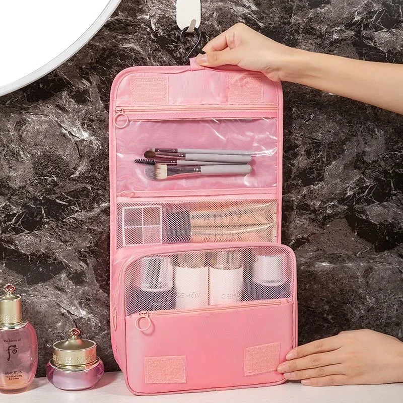 sac de maquillage de voyage, pochette de rangement de produits de toilette de grande capacité, organisateur de maquillage de voyage, sac de beauté étanche, sac de lavage de salle de bain