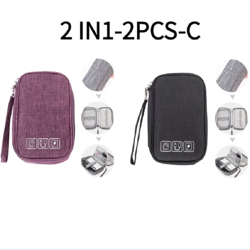 nouveau sac de rangement de voyage organisateurs de rangement de câbles pochette étui de transport portable étanche double couches sacs de rangement pour cordon de câble