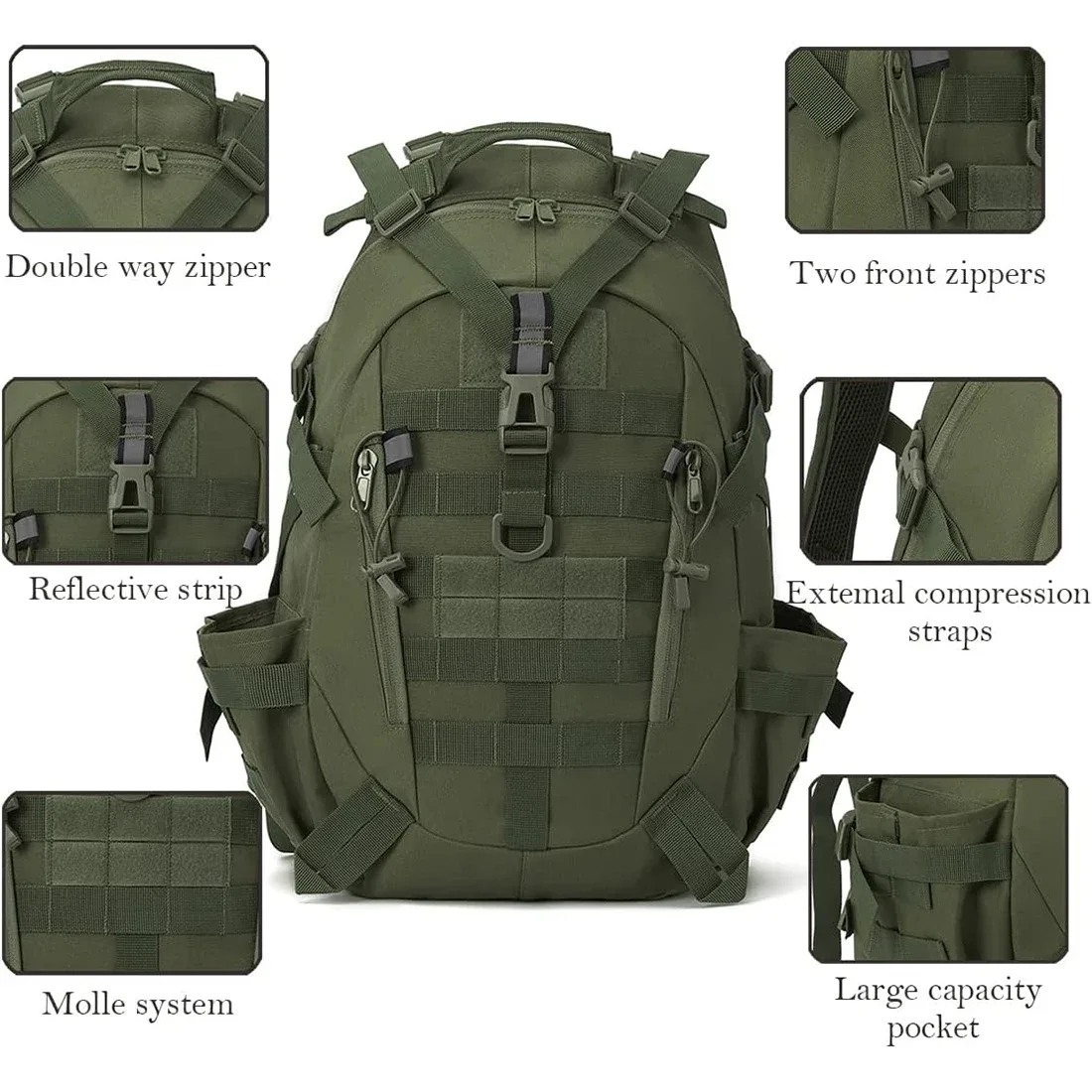 40l sac à dos tactique pour hommes camping randonnée sacs à dos réfléchissant sacs de voyage en plein air survie molle escalade sac à dos
