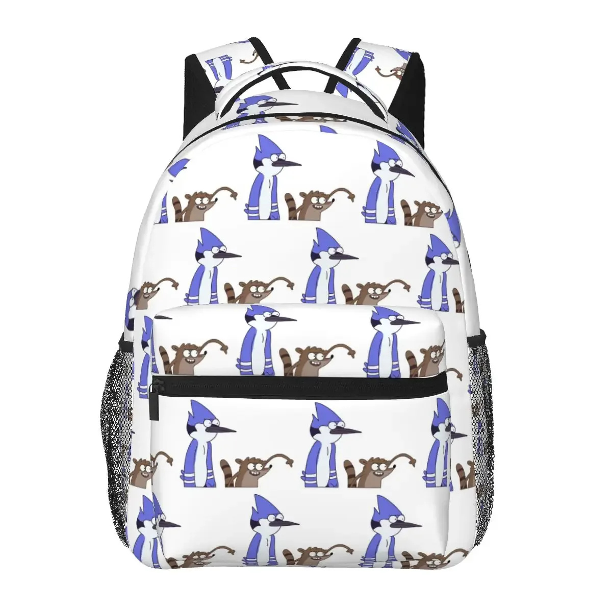 mordecai and rigby regular show – sacs à dos graphiques avec personnages de dessins animés, cartable pour garçons et filles, sacs d'école, sac à dos de voyage, sac à bandoulière