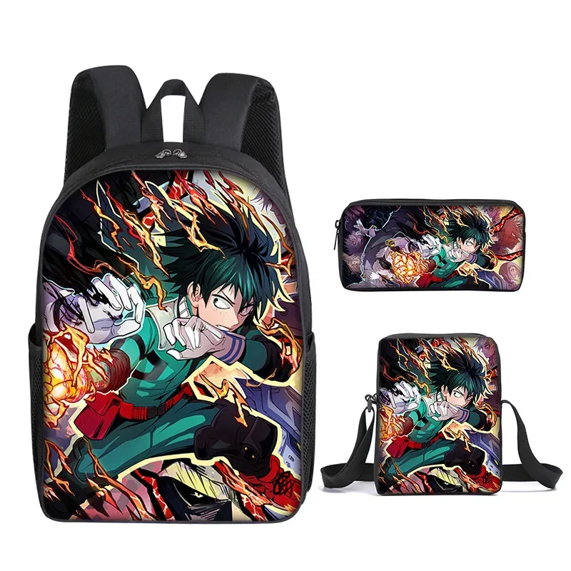sac à dos my hero academy, sac à déjeuner, trousse à crayons, ensemble cadeau pour enfants et étudiants