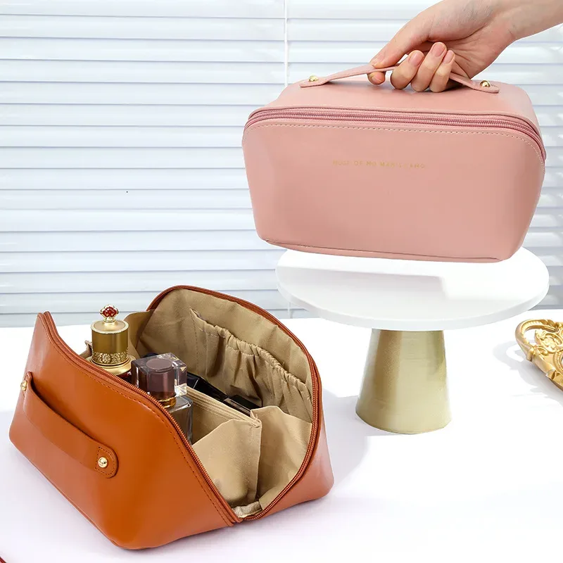 Trousse de Maquillage Femme, Sac de Rangement Cosmétique de Luxe, Boîte de Voyage Zippée pour Maquillage et Articles de Toilette