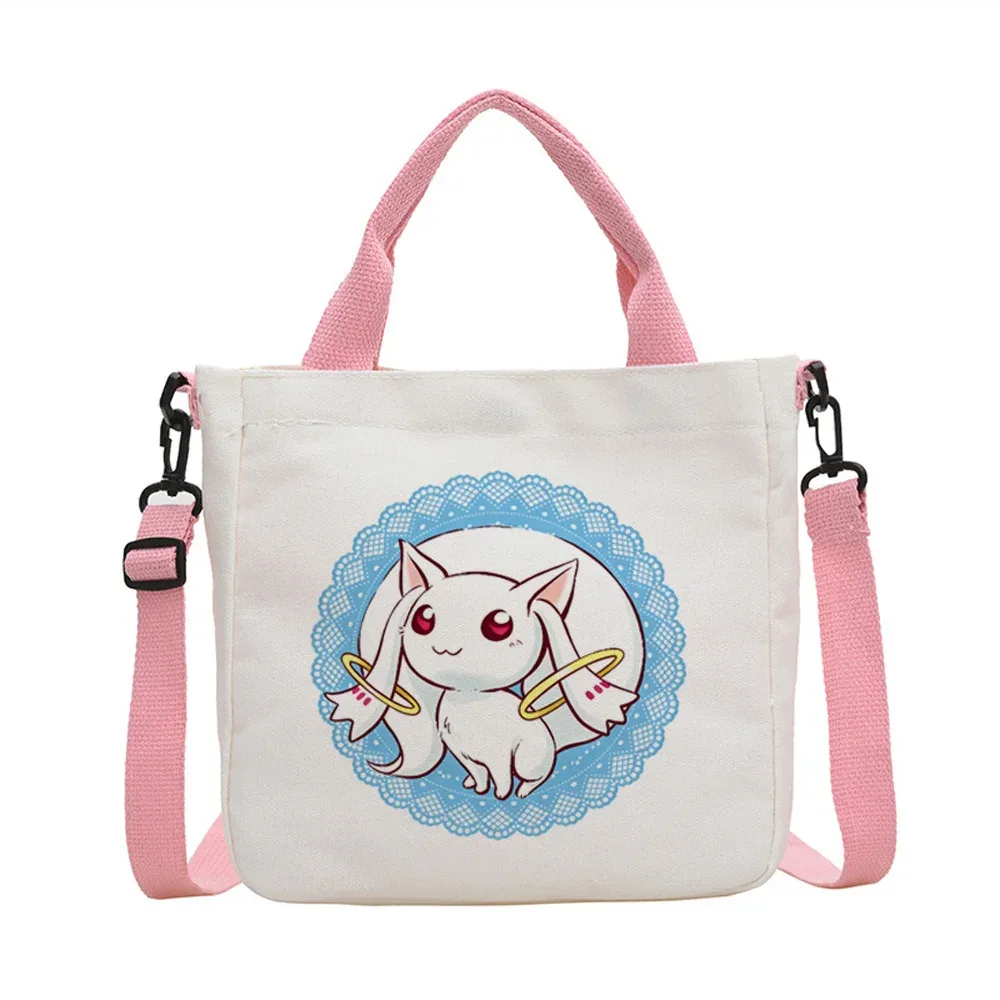 sac fourre-tout madoka magica en toile réutilisable, sac cabas, einkaufstasche femme