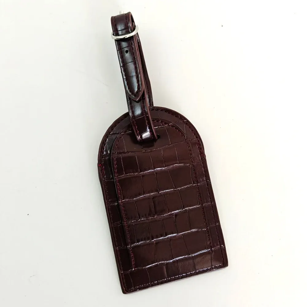 ensemble de porte-passeport et étiquette de bagage en cuir pu, motif crocodile, personnalisable avec lettre, accessoires de voyage de luxe