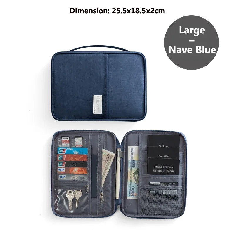 portefeuille de voyage, porte-passeport familial, multi-poches, étui à documents imperméable, organisateur, accessoires de voyage, sac à documents, porte-cartes
