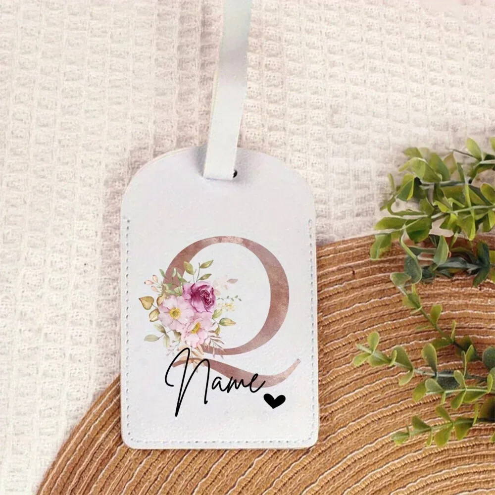 étiquette de bagage personnalisée avec nom |   accessoires de voyage portables personnalisés en pu, avec monogramme imprimé tendance, idéaux pour les fêtes