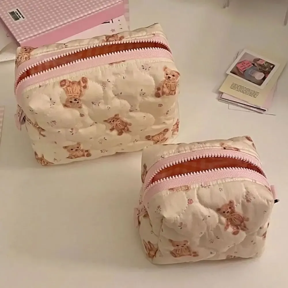 sac de maquillage en forme d'ours de dessin animé de haute qualité, sac de rangement pour bijoux, rouge à lèvres, grande capacité, sac cosmétique, organisateur de voyage, pochette portable