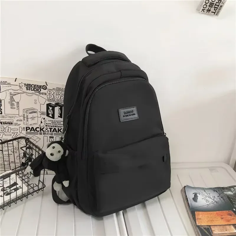 sac à dos de couleur unie pour femmes, sac de livre d'université multi-poches, sacs à dos décontractés pour ordinateur portable, cartable pour hommes et adolescentes, sacs d'école pour filles