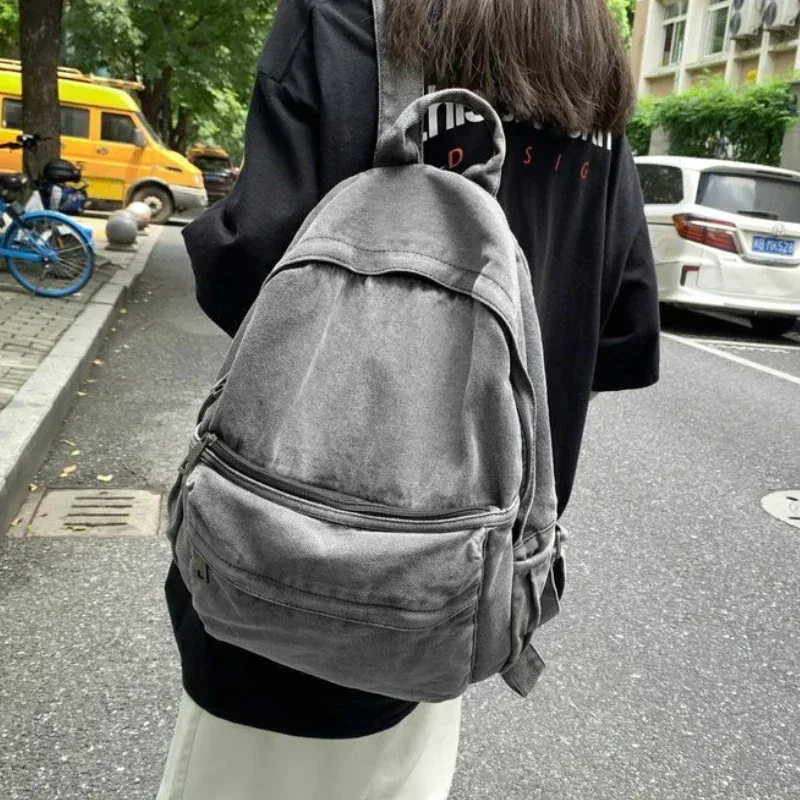 nouveau sac à dos en denim gris femmes loisirs voyage sortie sac à bandoulière femme mode cartables adapté aux garçons et aux filles mochila