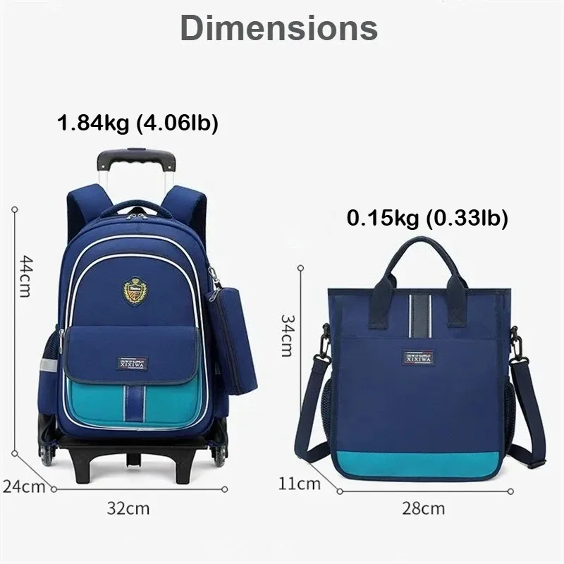 sac à dos à roulettes pour enfants, ensemble de 3 sacs d'école à roulettes pour garçons et filles, sac à dos de voyage avec sac à bandoulière