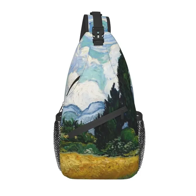 sac à dos à bandoulière motif fleurs d'amandier pour homme, accessoire décontracté de voyage, motif peinture de vincent van gogh