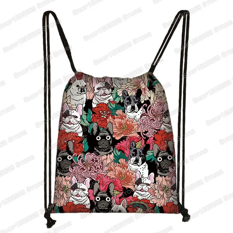 kawaii dessin animé chien chat sac à dos femmes sacs à cordon toile sac à bandoulière pour voyage filles sac à dos sacs de rangement porte-chaussures
