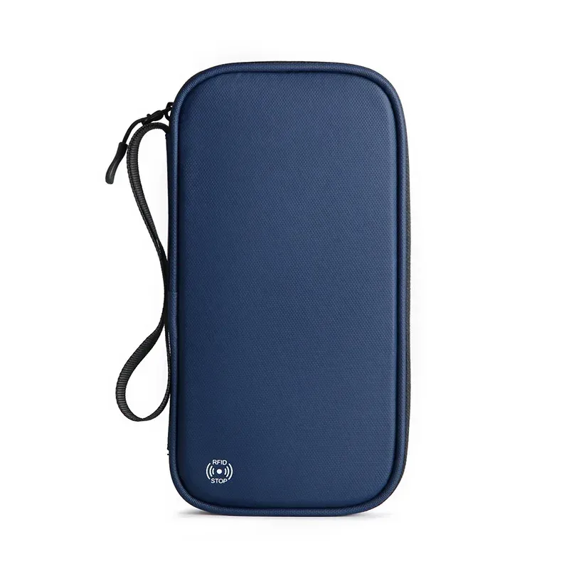 couverture de passeport de voyage familiale légère, portefeuille zippé, sac de rangement de documents oxford avec dragonne détachable pour femmes et hommes