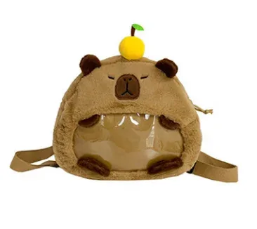 kawaii capybara sac à dos en peluche pour femmes polyvalent dessin animé drôle capibala sac à bandoulière alrge capacité sac fourre-tout