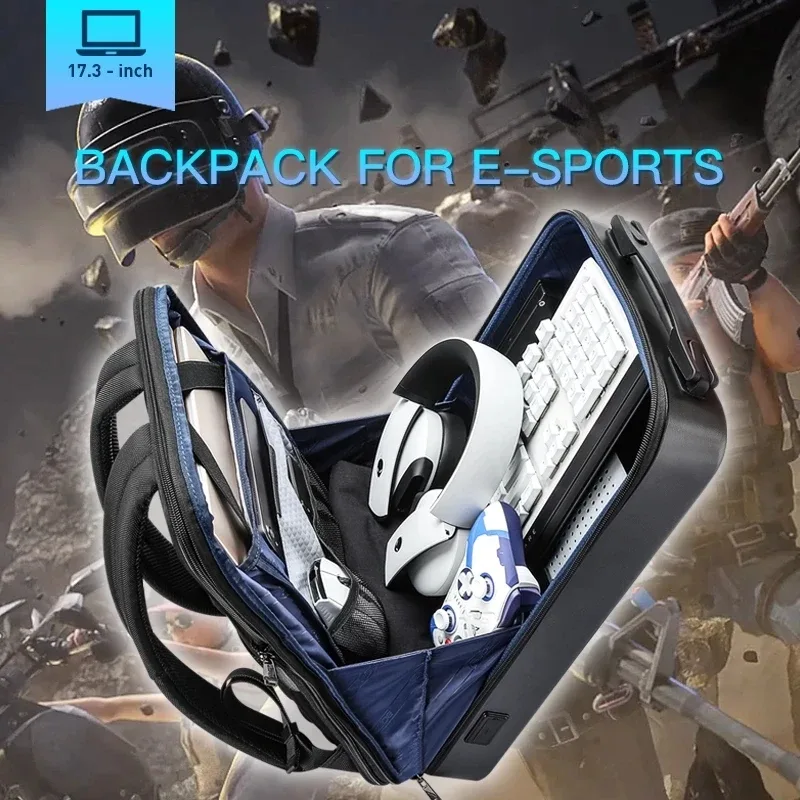bopai coque rigide intelligente usb charge étanche 17.3 mince pochette d'ordinateur hommes sac à dos d'affaires extensible anti-vol sac à dos de jeu